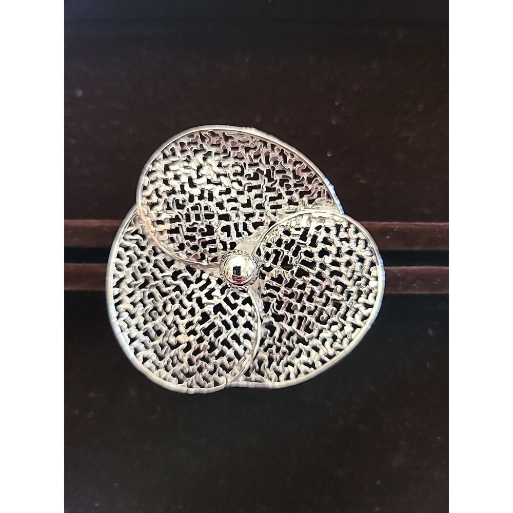 Vintage Kramer Silver Tone Floral Brooch Signed